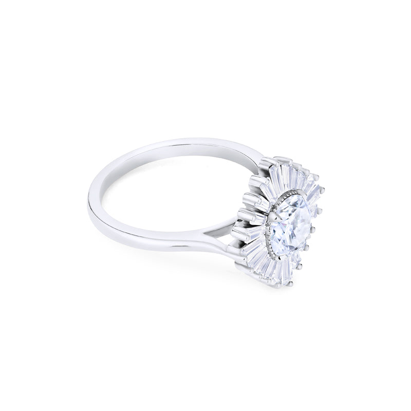 [Artemis] Vintage Deco Goddess Ballerina Engagement Ring in Diamond / Moissanite