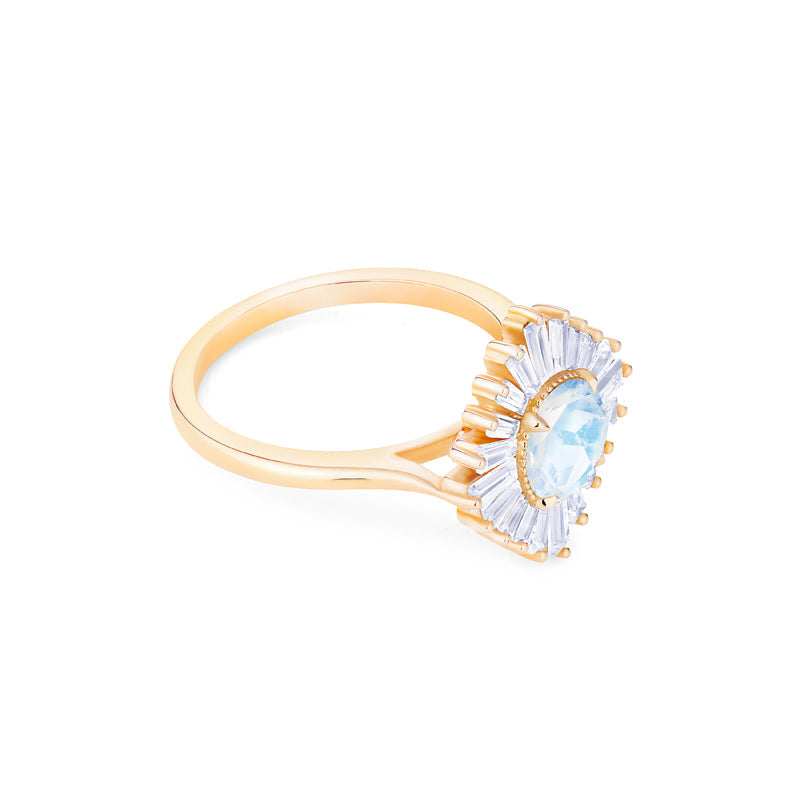 [Artemis] Vintage Deco Goddess Ring in Moonstone