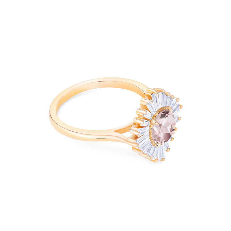 [Artemis] Vintage Deco Goddess Ring in Morganite