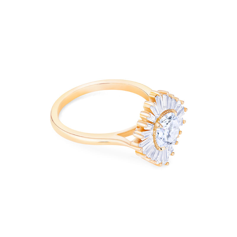 [Artemis] Vintage Deco Goddess Ballerina Engagement Ring in Diamond / Moissanite