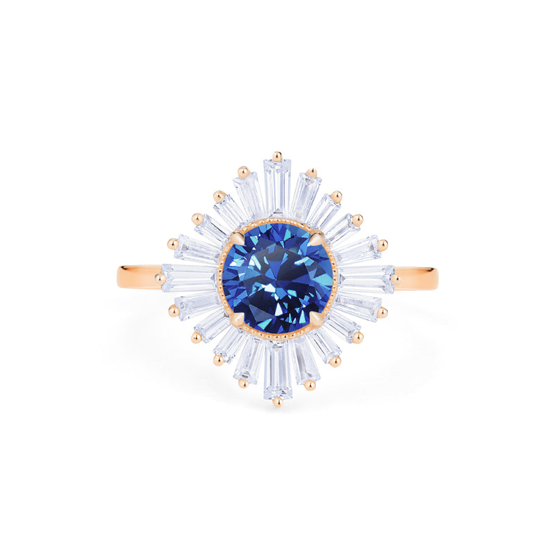 [Artemis] Vintage Deco Goddess Ring in Lab Blue Sapphire
