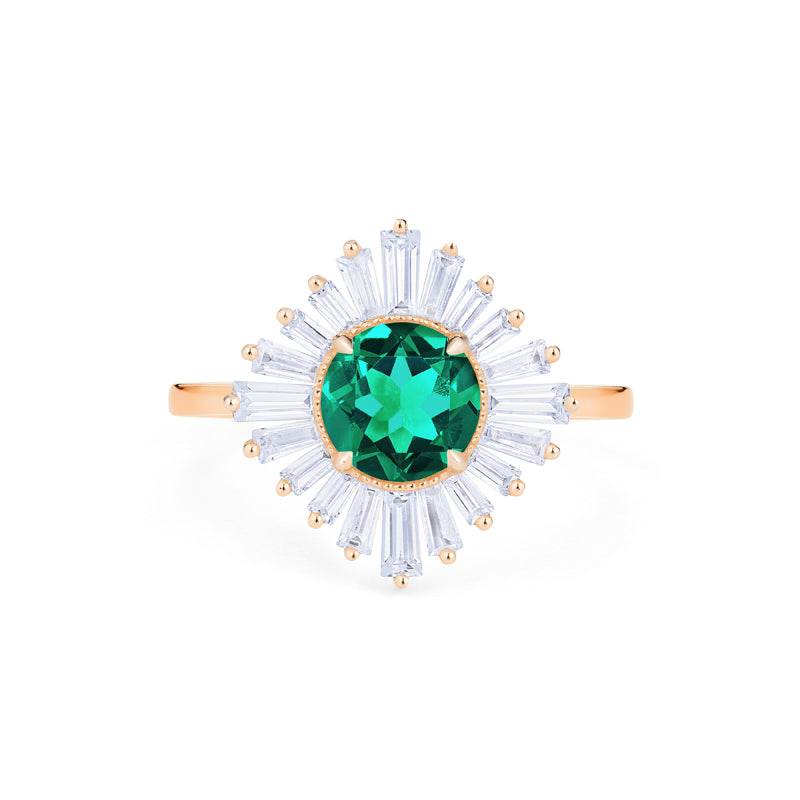 [Artemis] Vintage Deco Goddess Ring in Lab Emerald