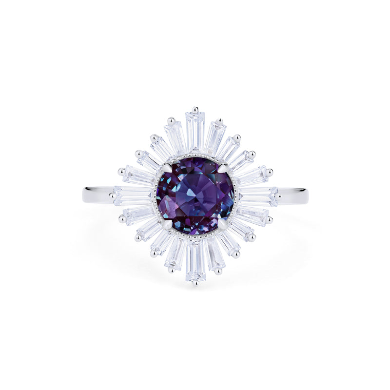 [Artemis] Vintage Deco Goddess Ring in Lab Alexandrite