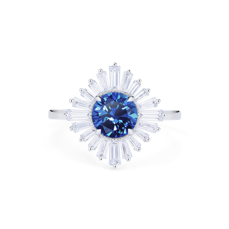 [Artemis] Vintage Deco Goddess Ring in Lab Blue Sapphire