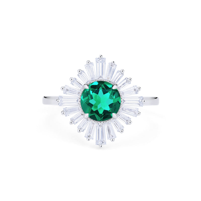 [Artemis] Vintage Deco Goddess Ring in Lab Emerald