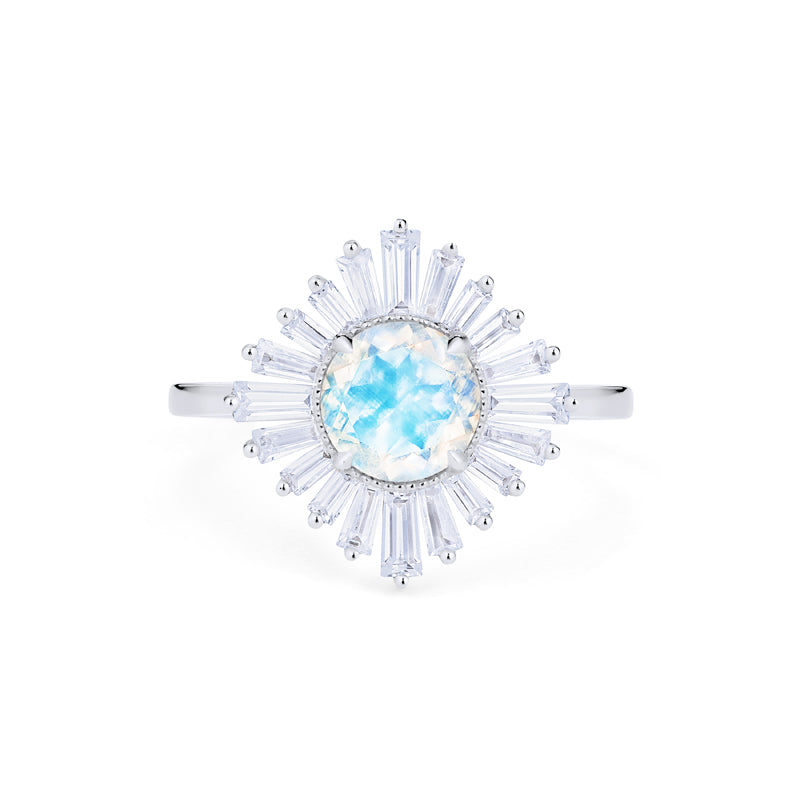 [Artemis] Vintage Deco Goddess Ring in Moonstone