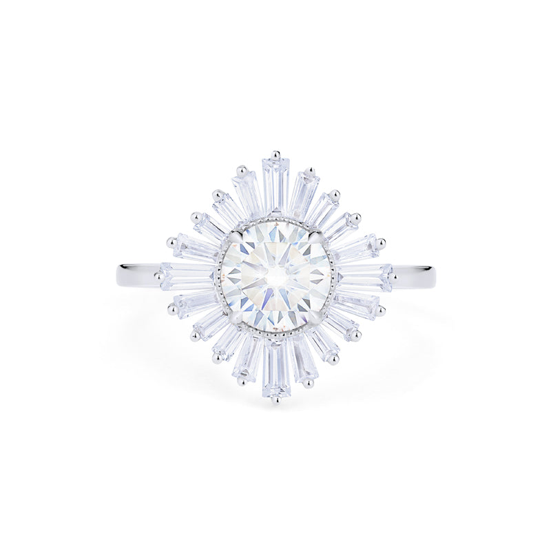 [Artemis] Vintage Deco Goddess Ballerina Engagement Ring in Diamond / Moissanite