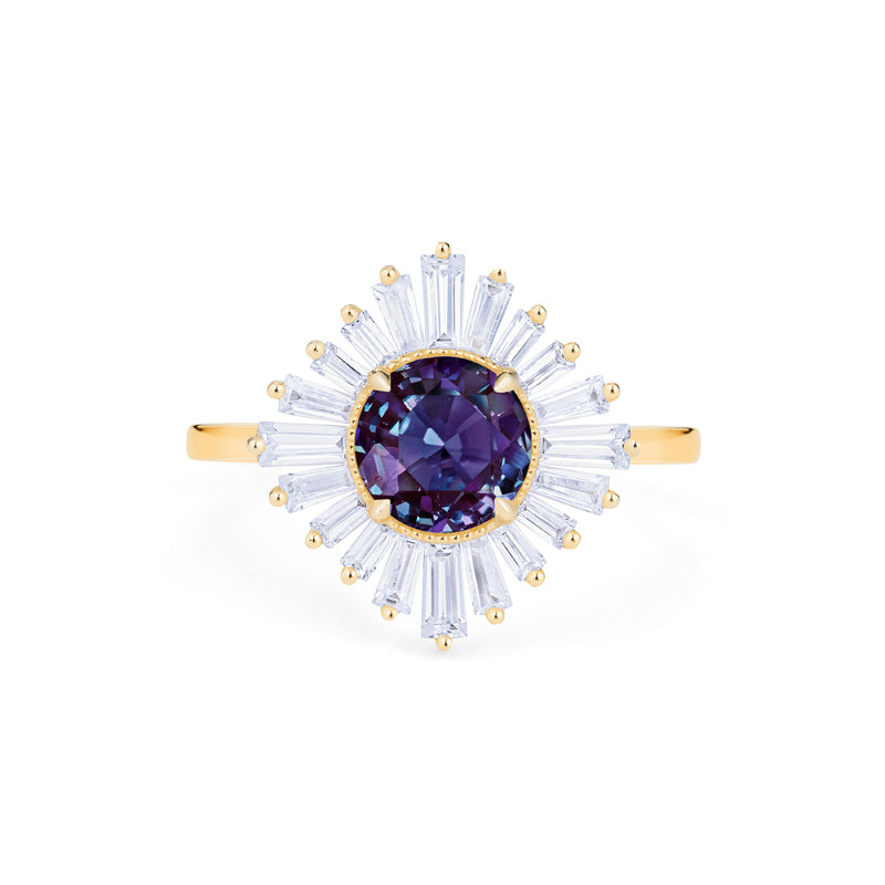 [Artemis] Vintage Deco Goddess Ring in Lab Alexandrite