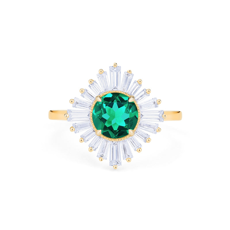 [Artemis] Vintage Deco Goddess Ring in Lab Emerald