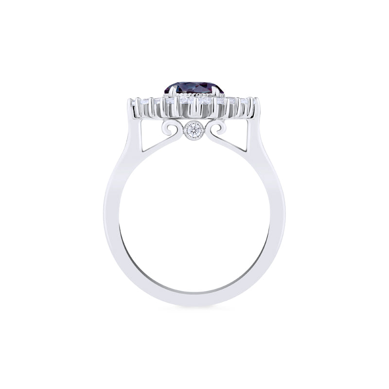 [Artemis] Vintage Deco Goddess Ring in Lab Alexandrite