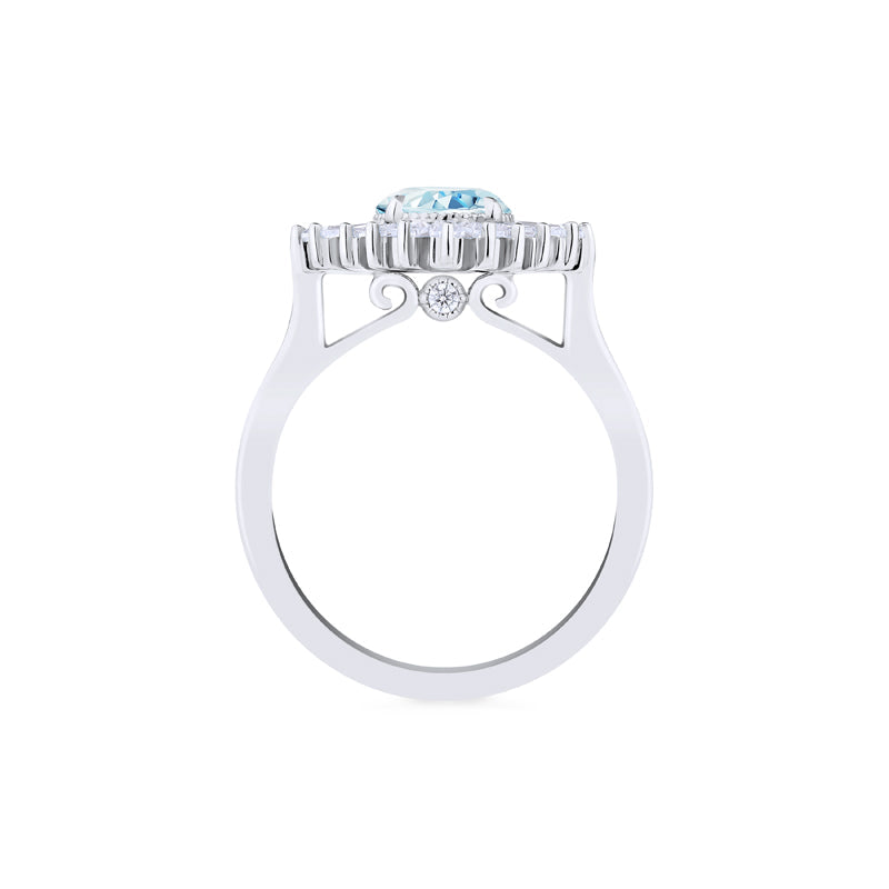 [Artemis] Vintage Deco Goddess Ring in Aquamarine