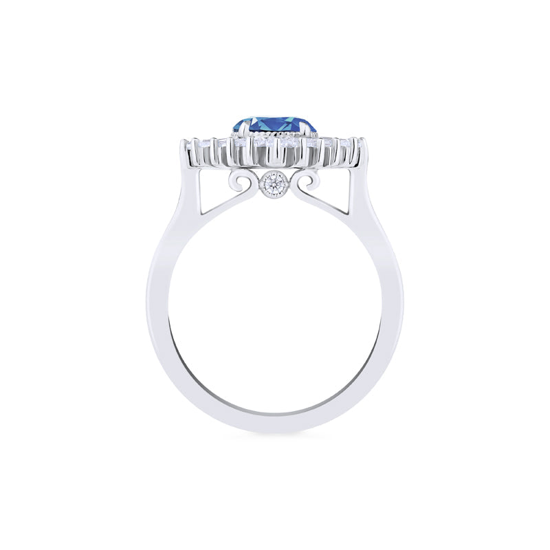 [Artemis] Vintage Deco Goddess Ring in Lab Blue Sapphire