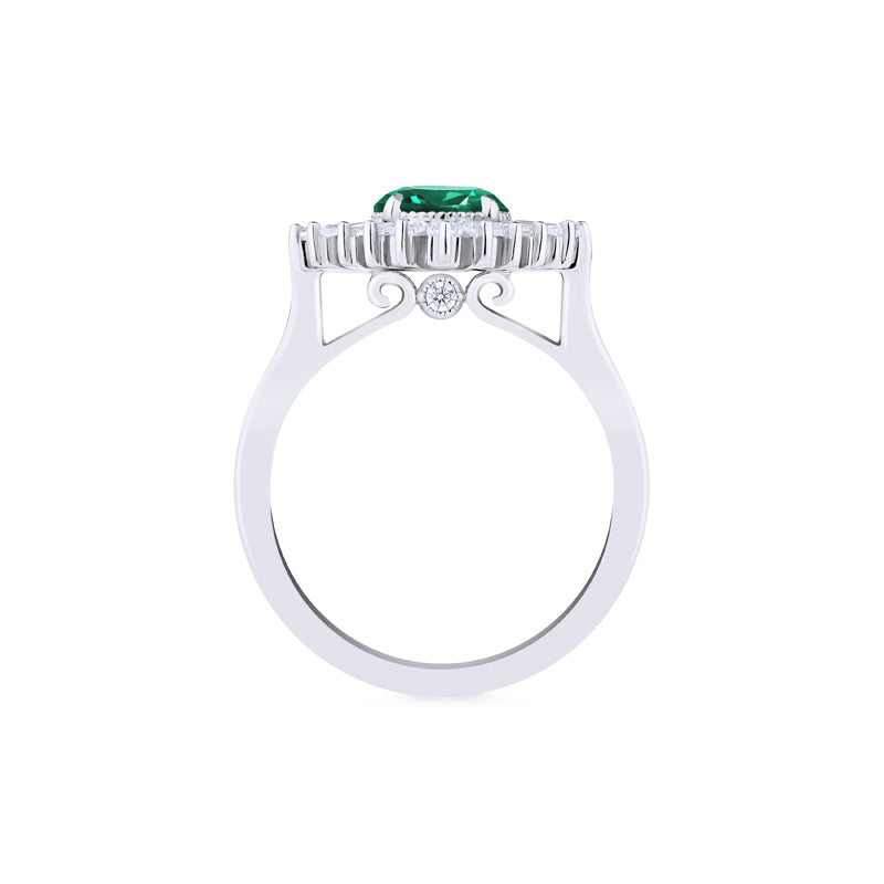[Artemis] Vintage Deco Goddess Ring in Lab Emerald