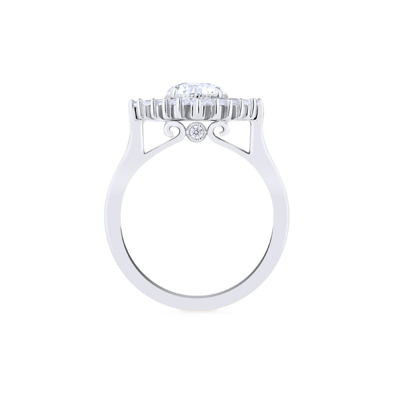 [Artemis] Vintage Deco Goddess Ballerina Engagement Ring in Diamond / Moissanite