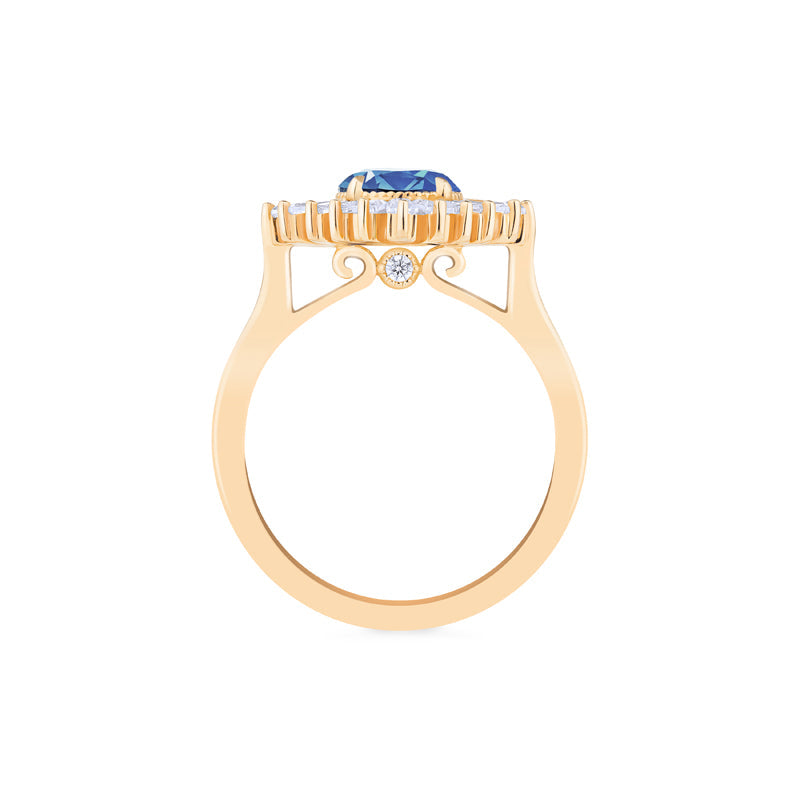 [Artemis] Vintage Deco Goddess Ring in Lab Blue Sapphire