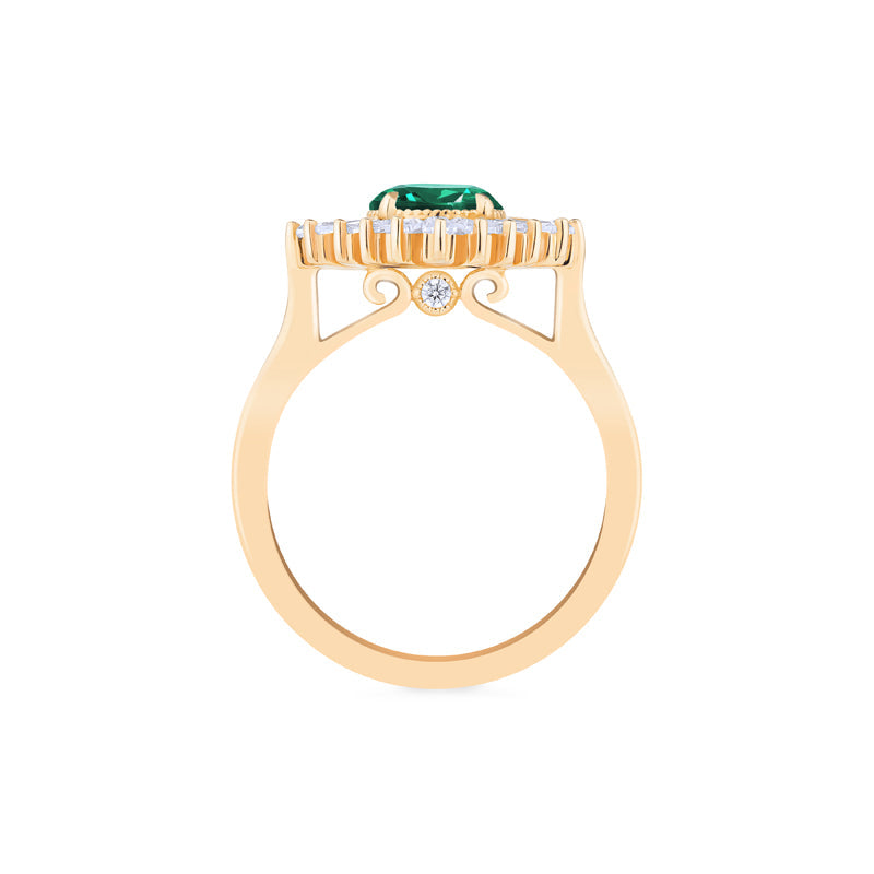 [Artemis] Vintage Deco Goddess Ring in Lab Emerald