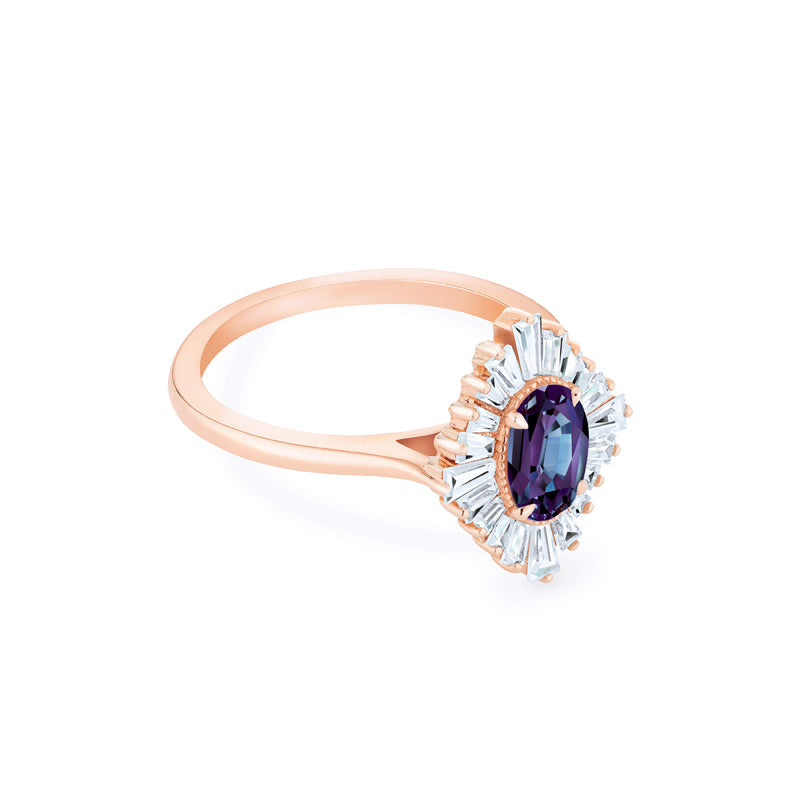 [Athena] Vintage Deco Oval Cut Goddess Ring in Lab Alexandrite