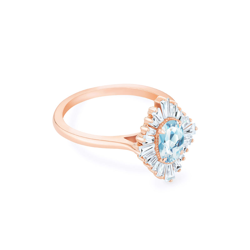 [Athena] Vintage Deco Oval Cut Goddess Ring in Aquamarine