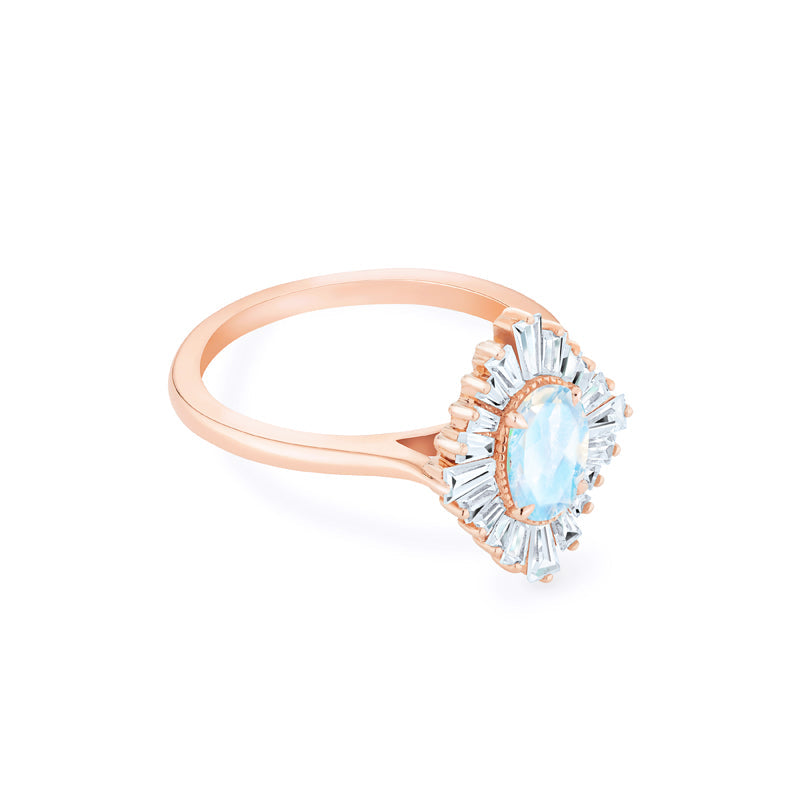 [Athena] Vintage Deco Oval Cut Goddess Ring in Moonstone