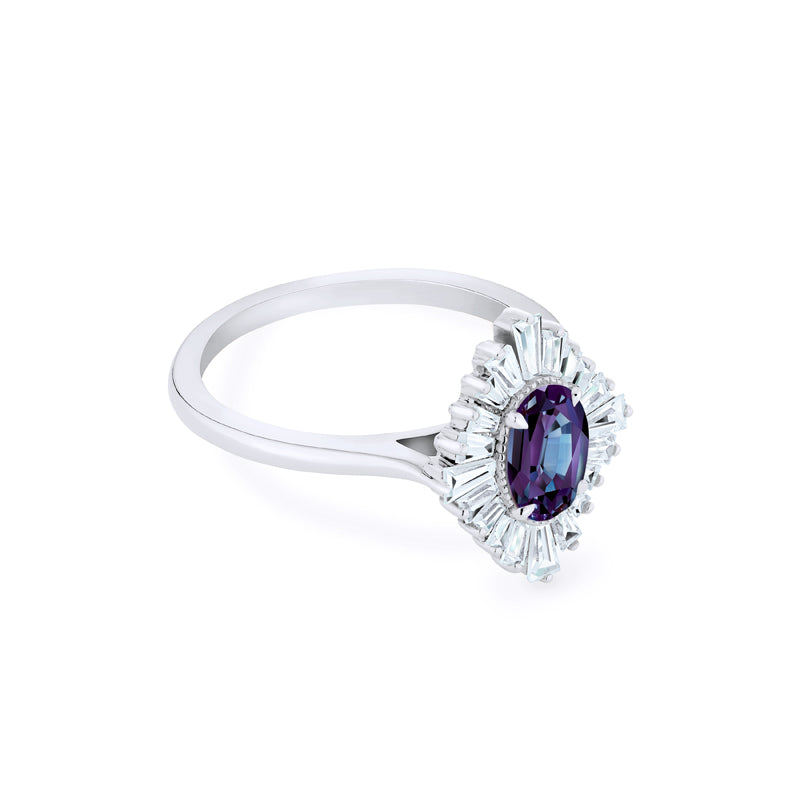 [Athena] Vintage Deco Oval Cut Goddess Ring in Lab Alexandrite