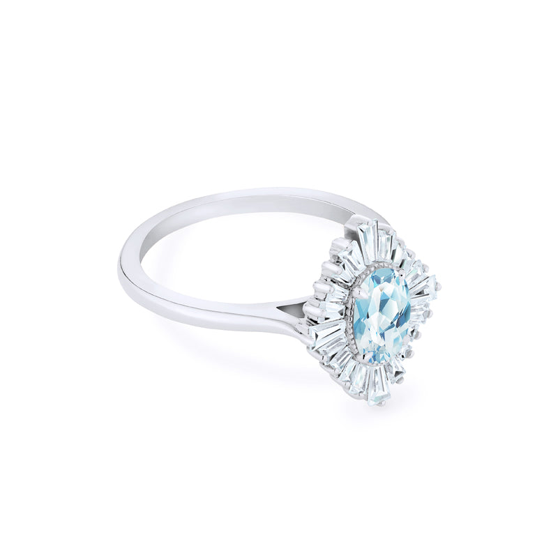 [Athena] Vintage Deco Oval Cut Goddess Ring in Aquamarine