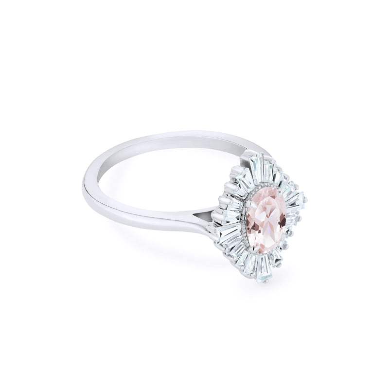 [Athena] Vintage Deco Oval Cut Goddess Ring in Morganite