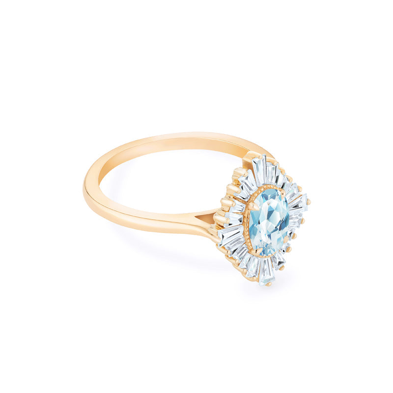 [Athena] Vintage Deco Oval Cut Goddess Ring in Aquamarine