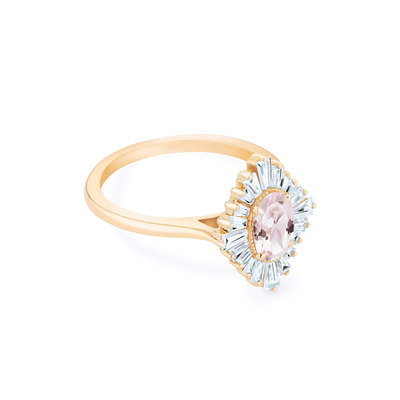 [Athena] Vintage Deco Oval Cut Goddess Ring in Morganite