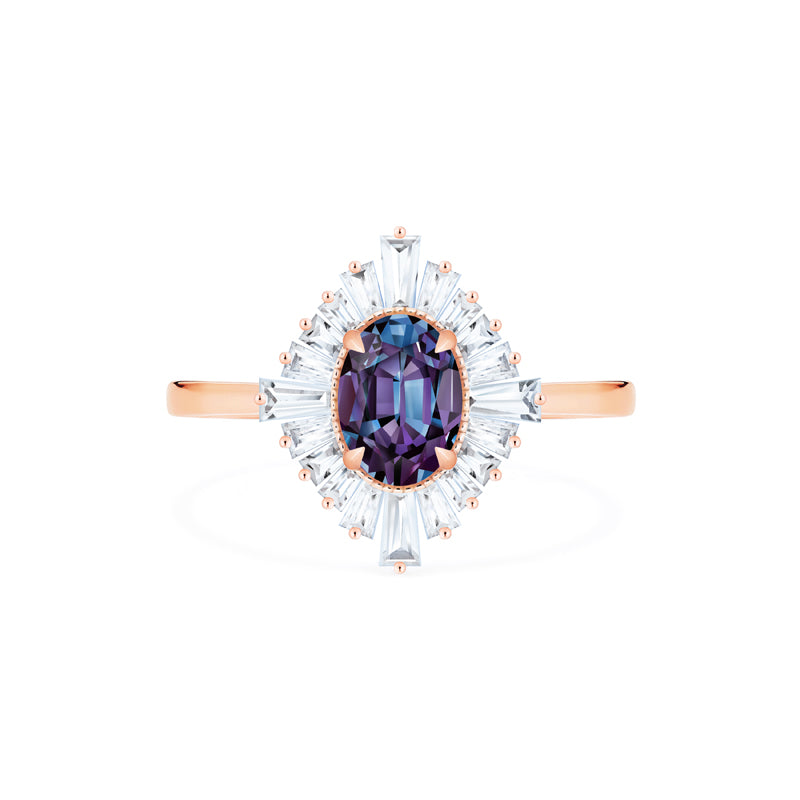 [Athena] Vintage Deco Oval Cut Goddess Ring in Lab Alexandrite