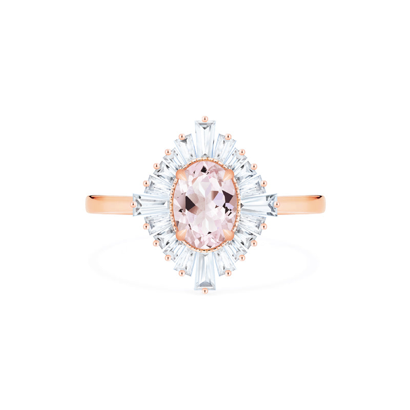 [Athena] Vintage Deco Oval Cut Goddess Ring in Morganite