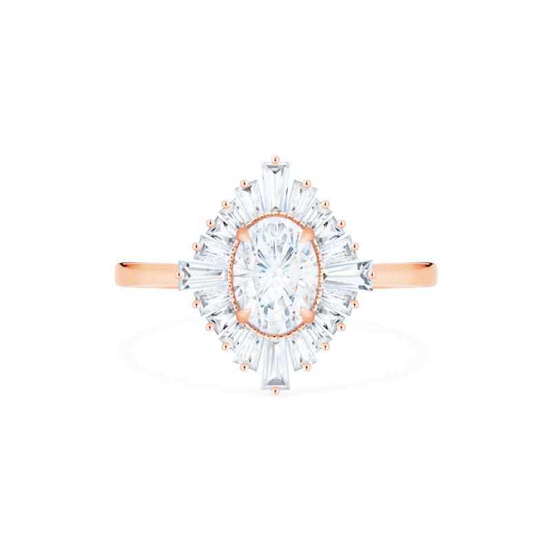 [Athena] Vintage Deco Oval Ballerina Engagement Ring in Diamond