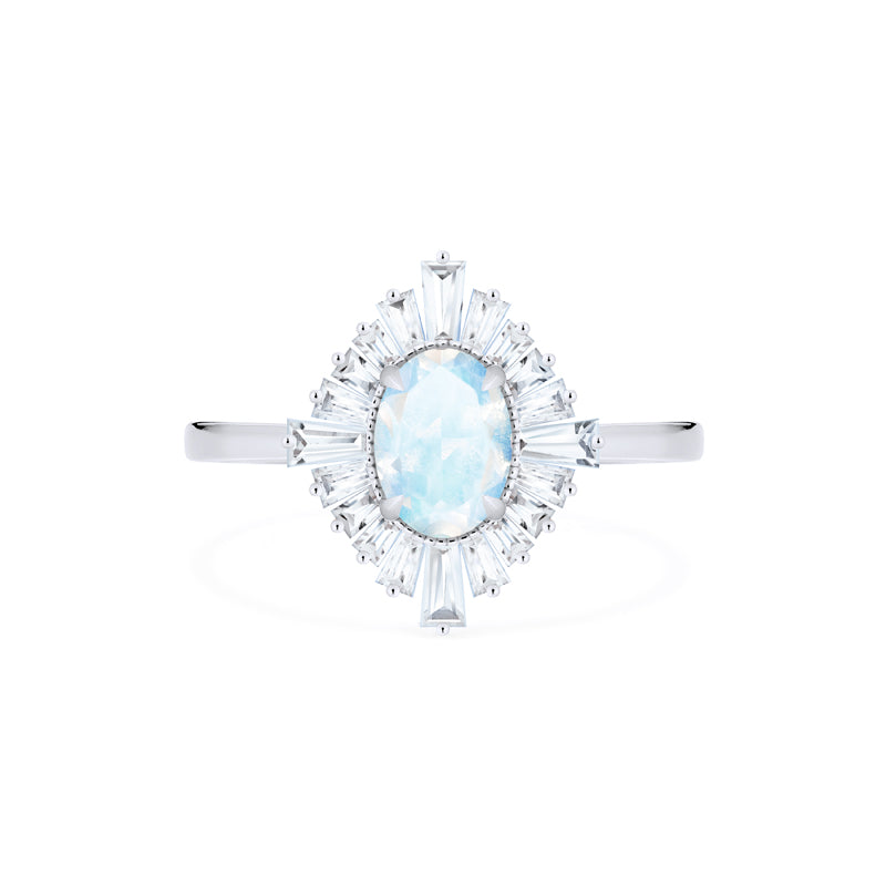 [Athena] Vintage Deco Oval Cut Goddess Ring in Moonstone