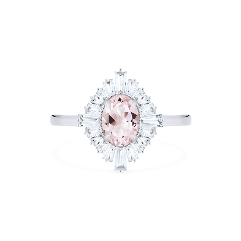 [Athena] Vintage Deco Oval Cut Goddess Ring in Morganite