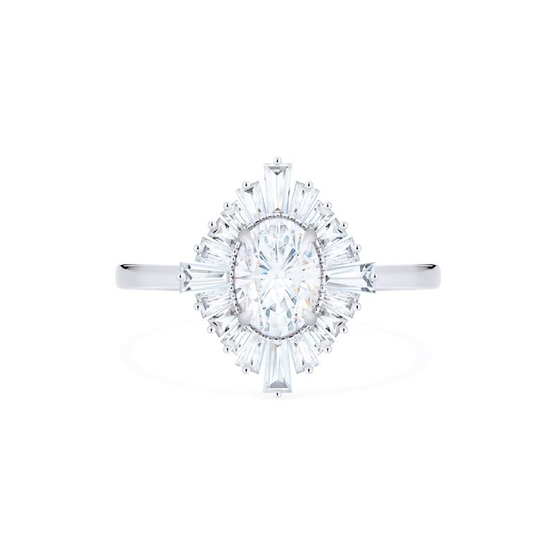 [Athena] Vintage Deco Oval Ballerina Engagement Ring in Diamond
