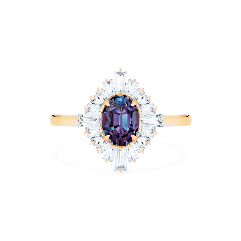 [Athena] Vintage Deco Oval Cut Goddess Ring in Lab Alexandrite