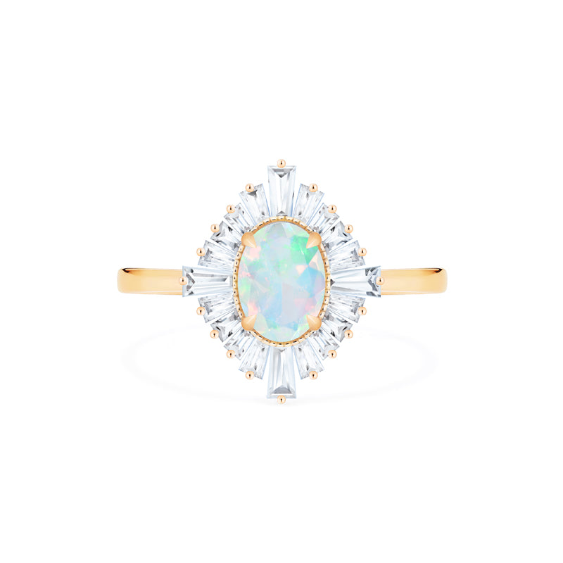 [Athena] Vintage Deco Oval Cut Goddess Ring in Australian Opal