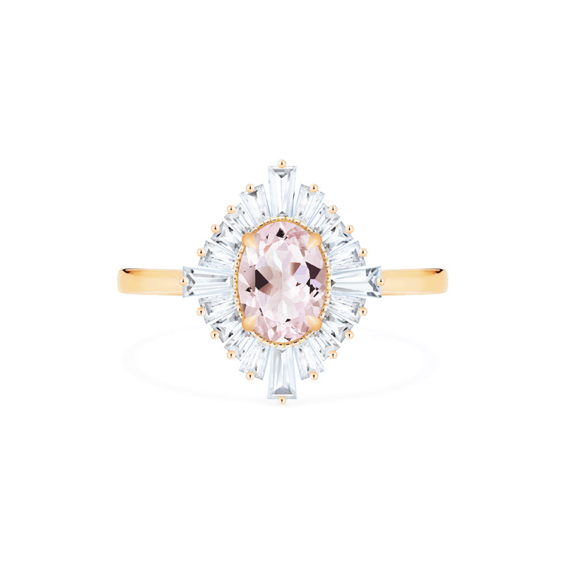 [Athena] Vintage Deco Oval Cut Goddess Ring in Morganite