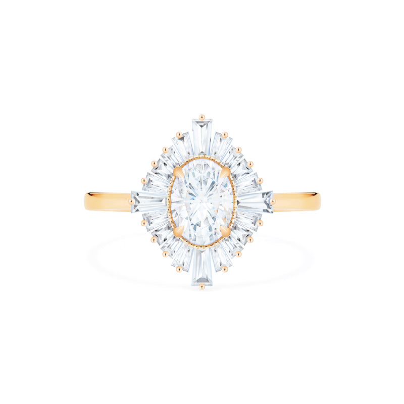 [Athena] Vintage Deco Oval Ballerina Engagement Ring in Diamond
