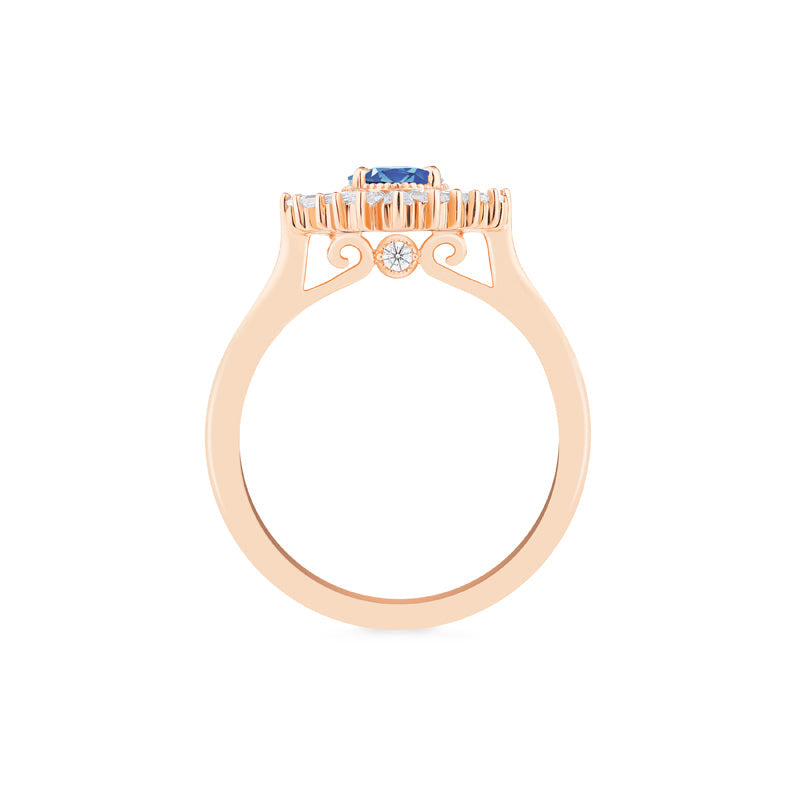 [Athena] Vintage Deco Oval Cut Goddess Ring in Lab Blue Sapphire