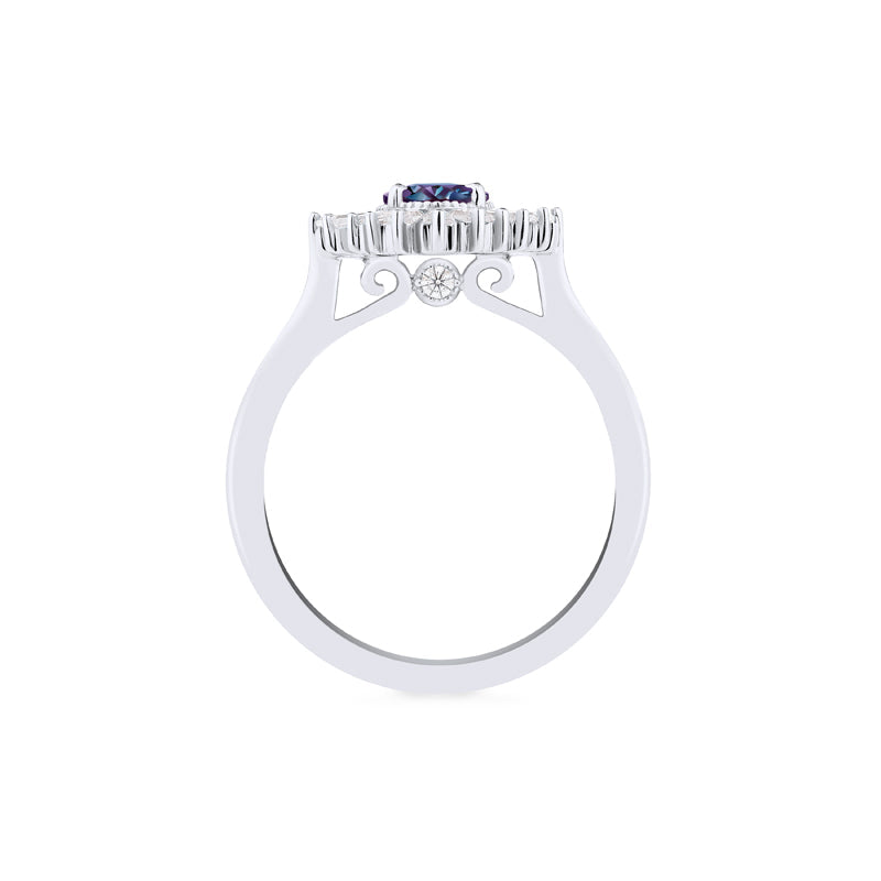 [Athena] Vintage Deco Oval Cut Goddess Ring in Lab Alexandrite