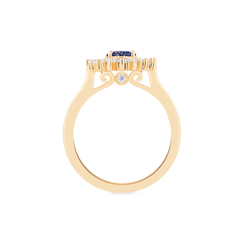 [Athena] Vintage Deco Oval Cut Goddess Ring in Lab Alexandrite