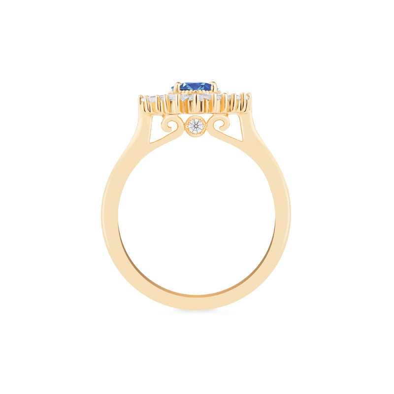 [Athena] Vintage Deco Oval Cut Goddess Ring in Lab Blue Sapphire