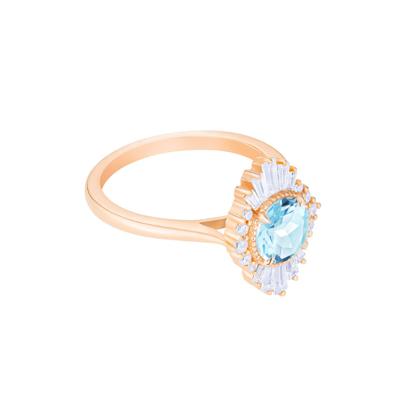 [Georgiana] Vintage Deco Duchess Ring in Aquamarine