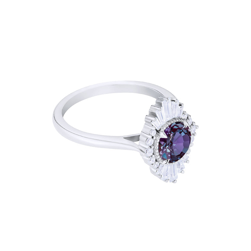 [Georgiana] Vintage Deco Duchess Ring in Lab Alexandrite