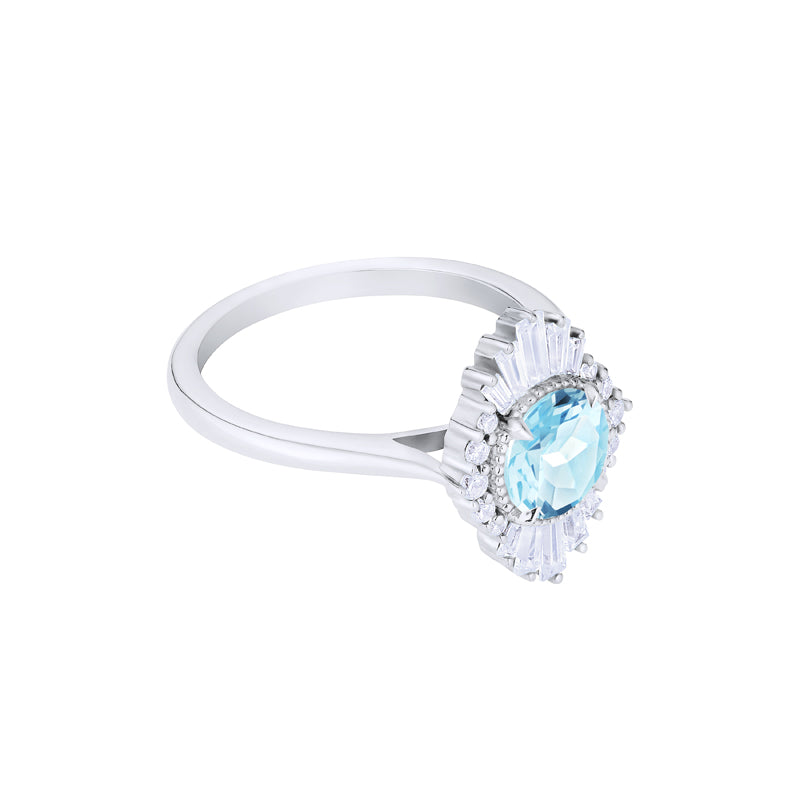 [Georgiana] Vintage Deco Duchess Ring in Aquamarine