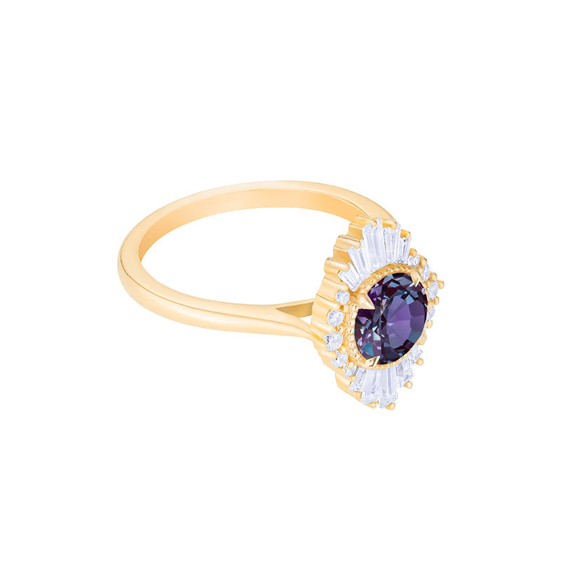 [Georgiana] Vintage Deco Duchess Ring in Lab Alexandrite