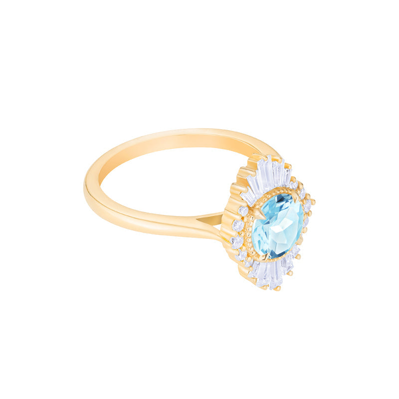 [Georgiana] Vintage Deco Duchess Ring in Aquamarine