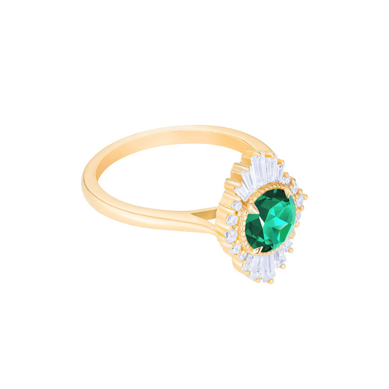 [Georgiana] Vintage Deco Duchess Ring in Lab Emerald