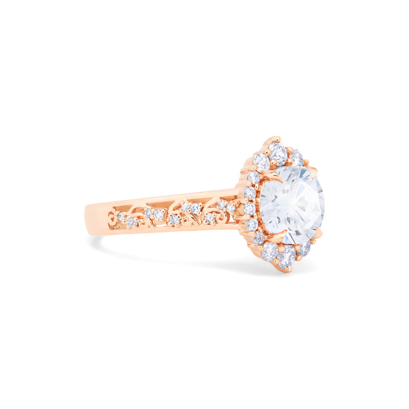 [Ophelia] Rococo Opulence Engagement Ring in Diamond / Moissanite