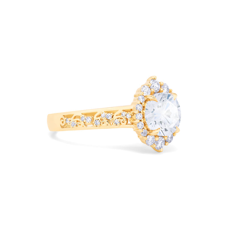 [Ophelia] Rococo Opulence Engagement Ring in Diamond / Moissanite